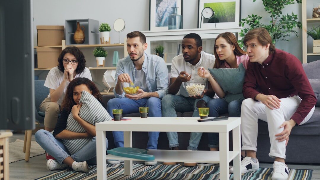 group of friends watching tv